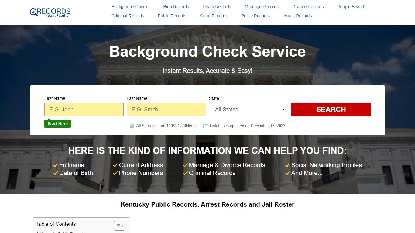 Kentucky Public Records, Arrest Records and Jail Roster